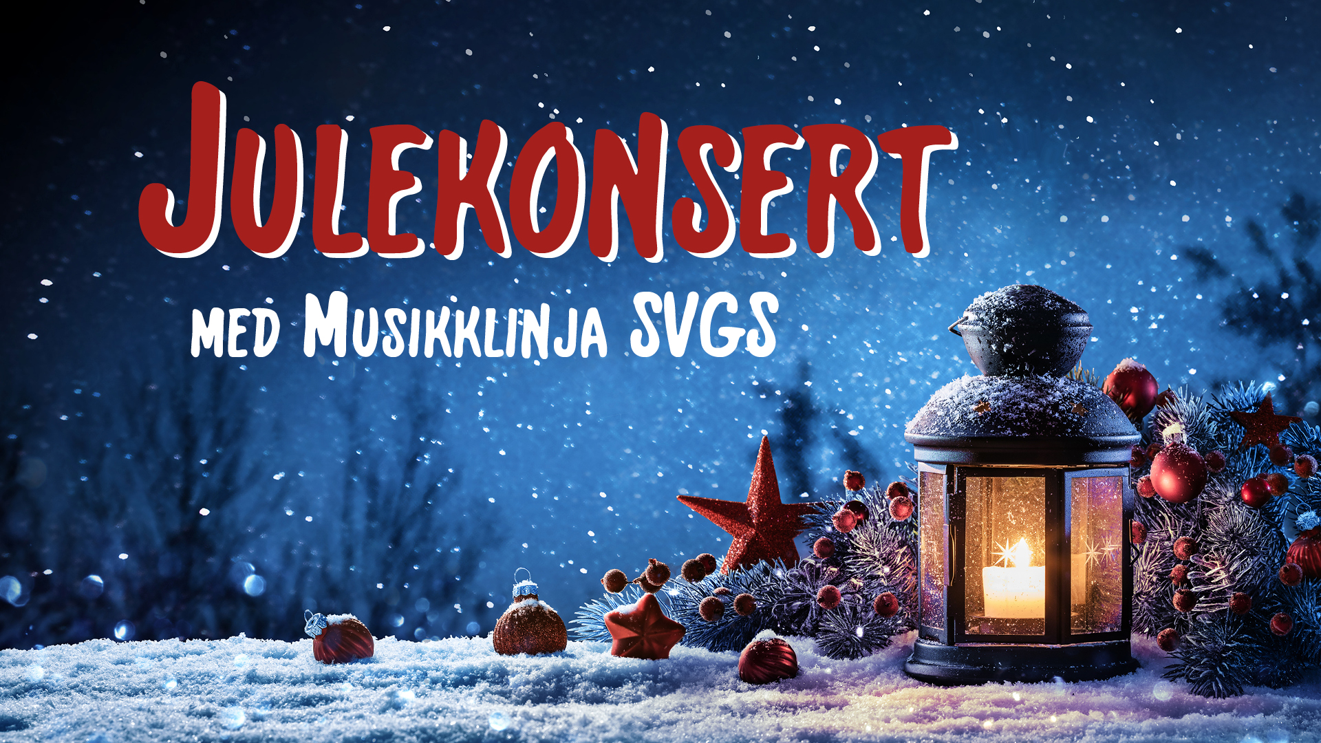 Logo med teksten julekonsert med Musikklinja SVGS