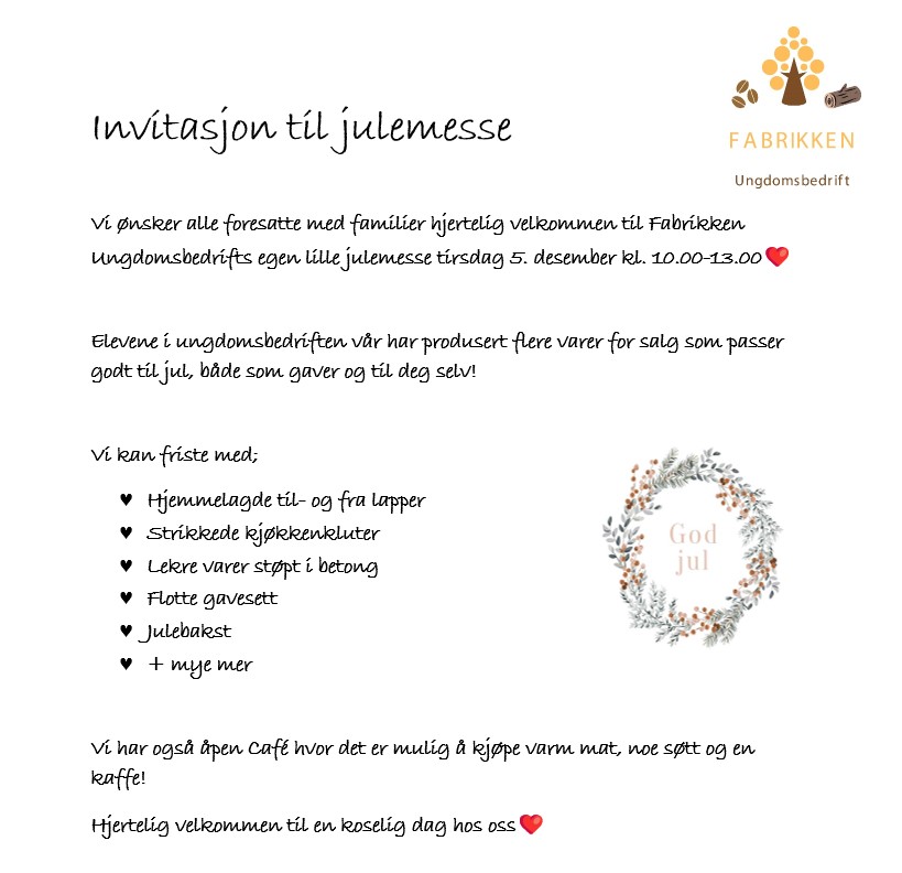 Invitasjon til julemesse