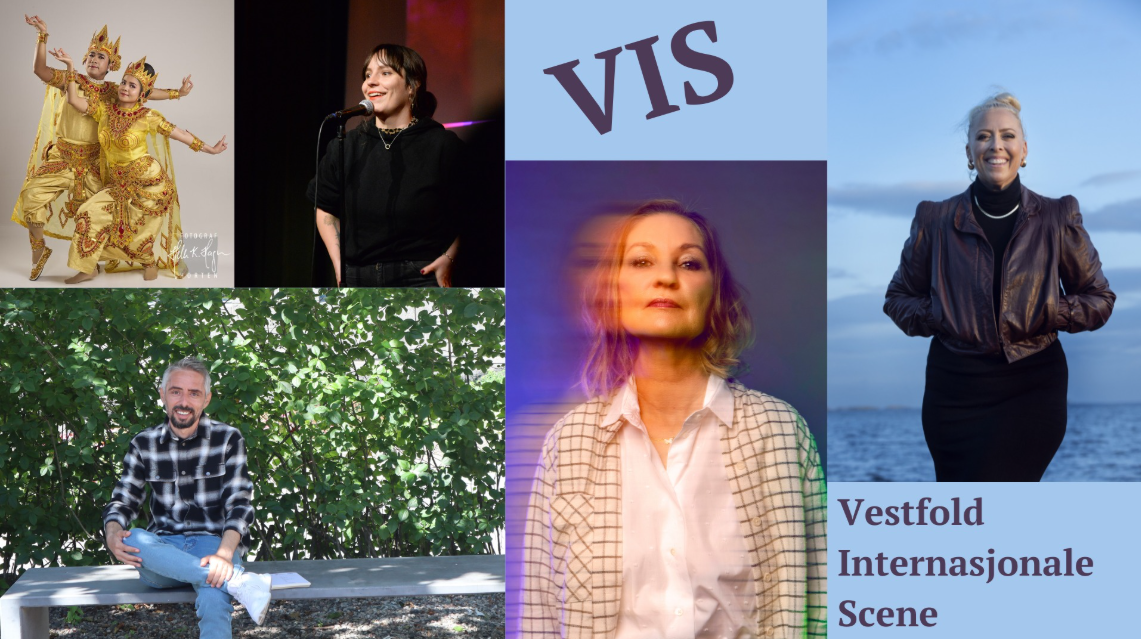 Bildecollage som viser noen av utøverne som deltar på Vestfold internasjonale scene.