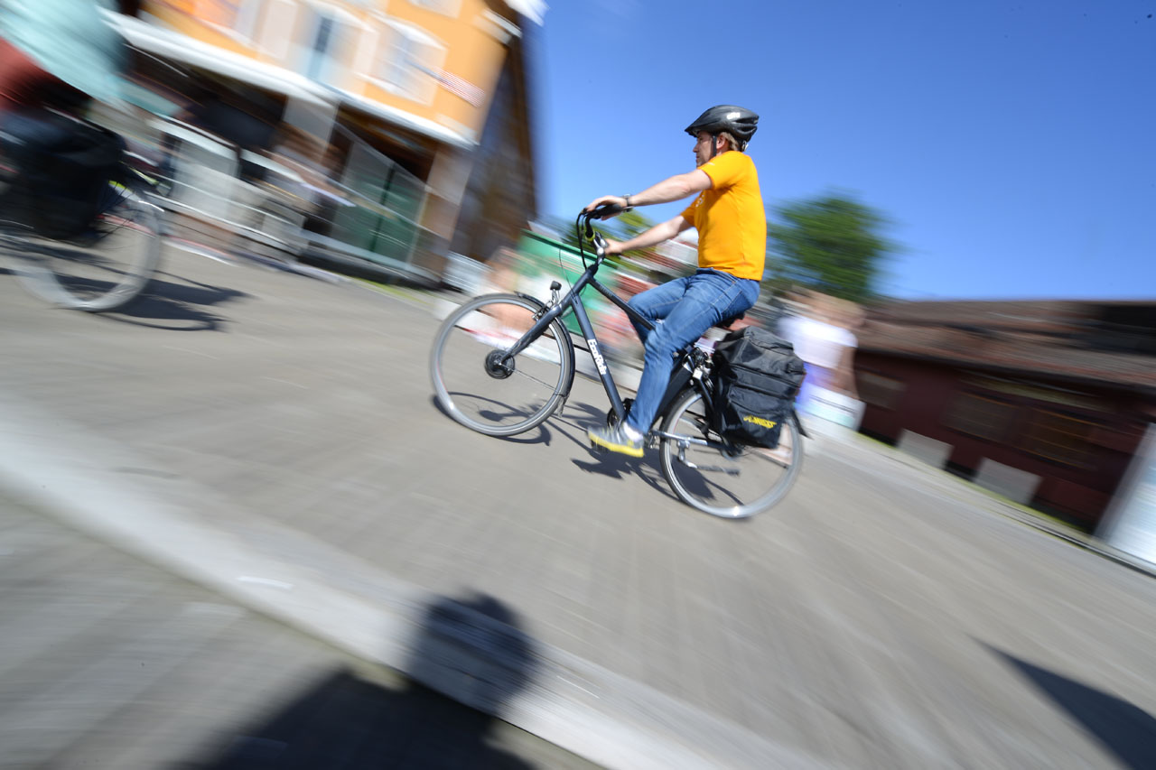 Syklist på gate i Tønsberg
