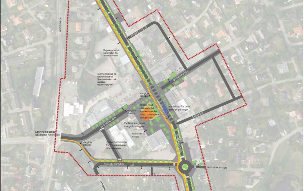 Utsnitt gatebruksplan Teie justert etter høringsperiode