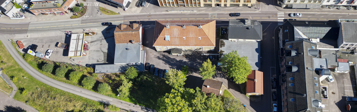 Bildet viser nåværende vei gjennom Holmestrand sentrum.