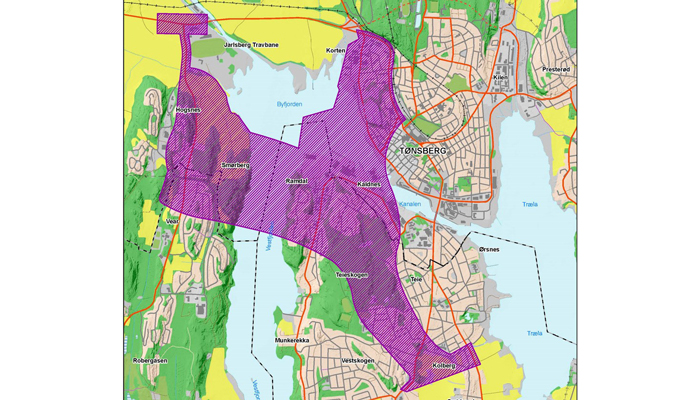 Katt over Tønsberg-regionen og planprogrammet for Fastlandsforbindelsen