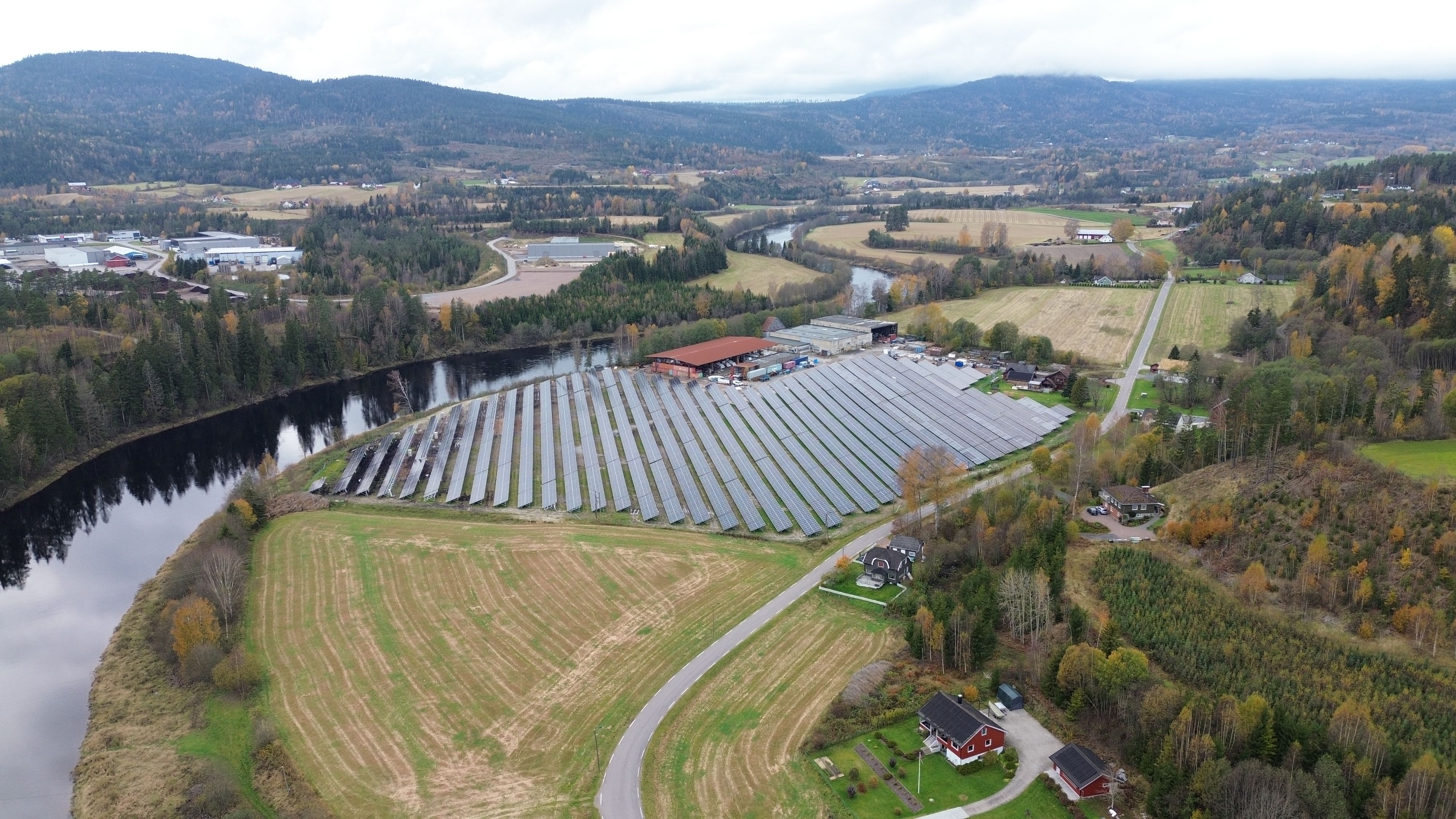 Bilde av Vestfolds første solkraftverk, Engene, i Larvik kommune.