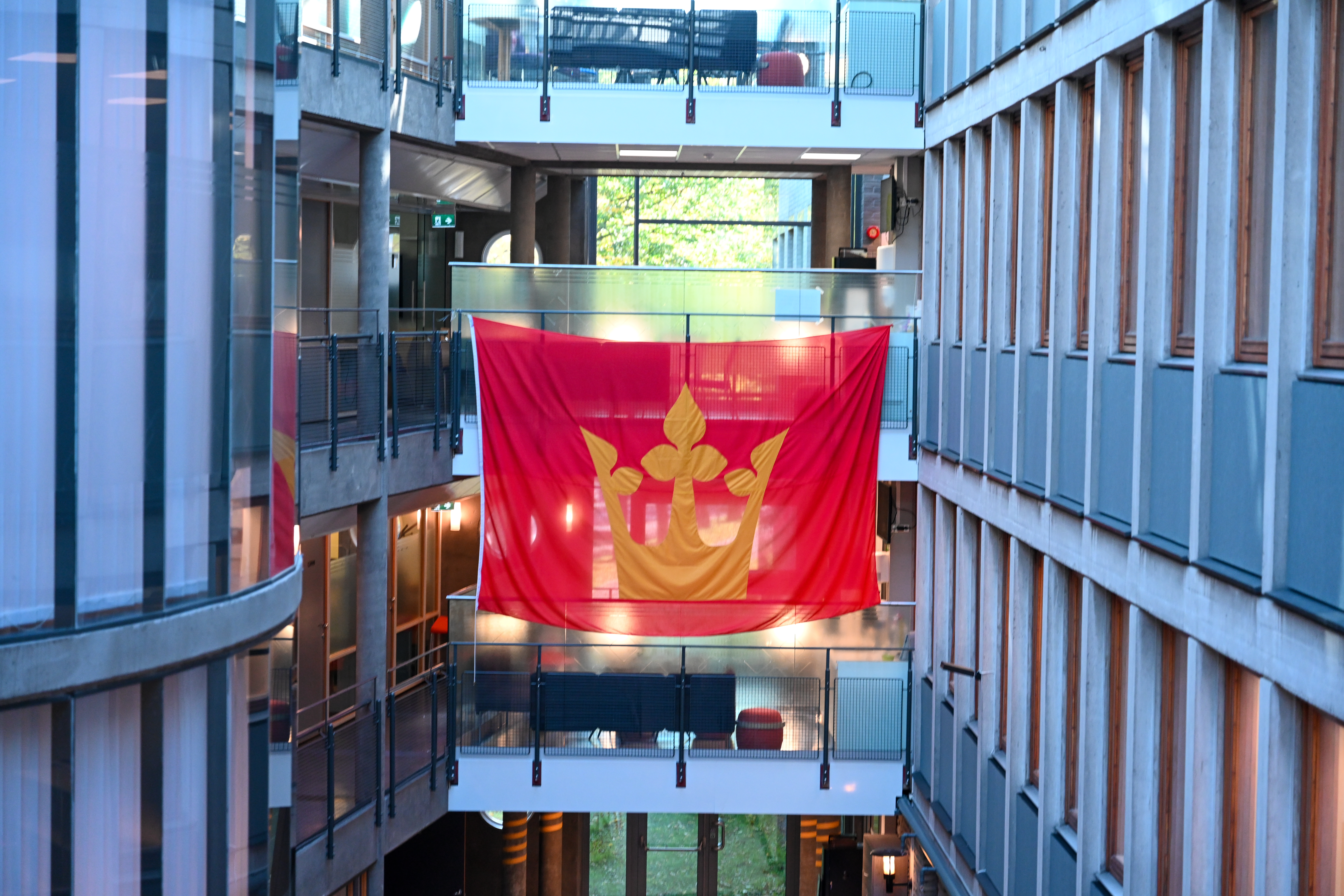 Flagget henger inne i fylkeshuset i Tønsberg.