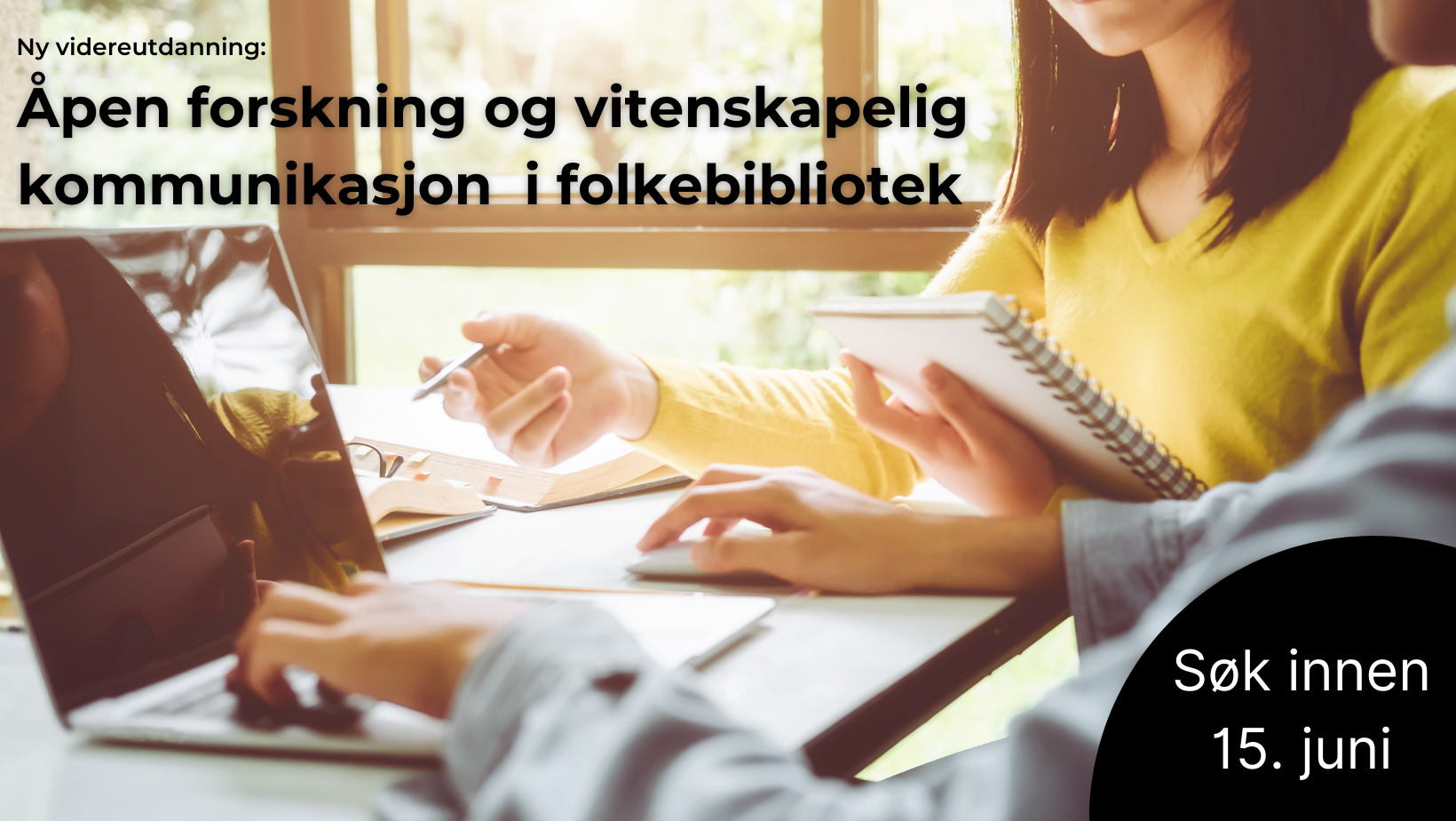 Illustrasjonsbilde av to som arbeider med pc og penn og blokk