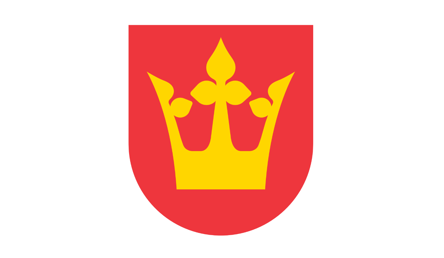 På rød bunn en gull kongekrone