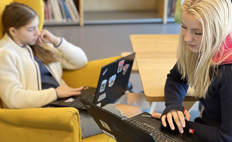 To ungdommer med pc, inne